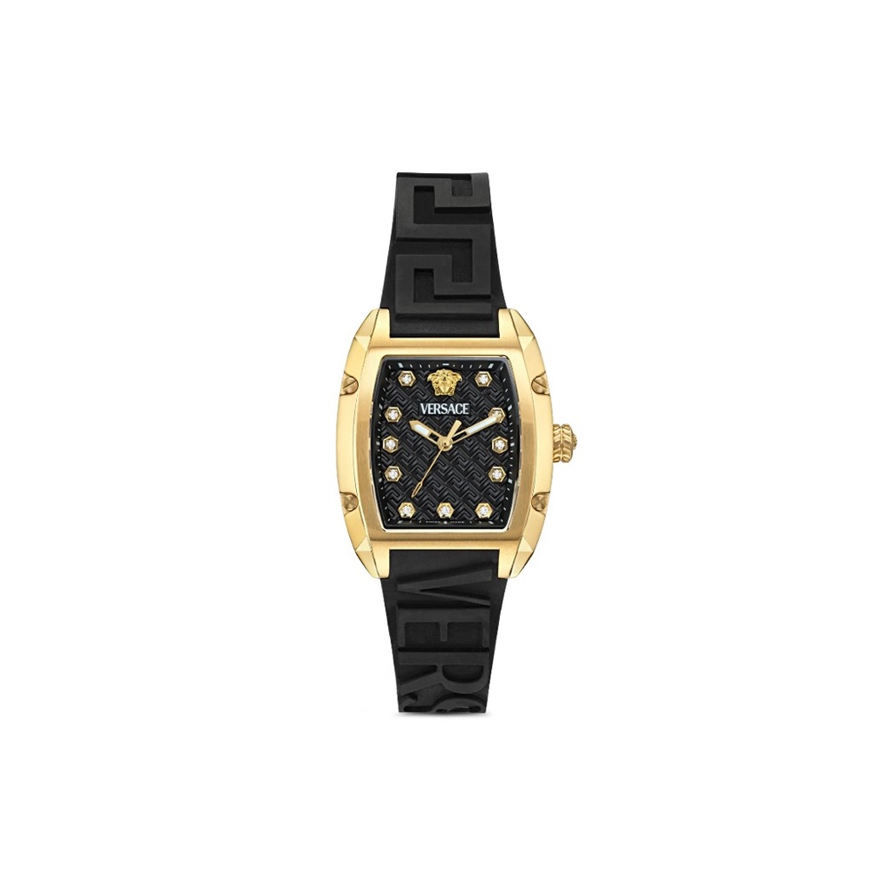 Versace Women's Black and Gold Watch